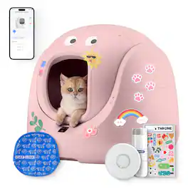 CatLink - SE Lite Self-Cleaning Litter Box, Pinch-Free, Automatic Box for Large, Kitten & Disabled Cats, Pink - White