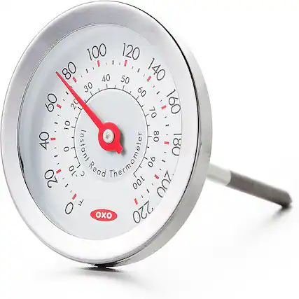 Instant Read Thermometer
0 10 20 30 40 50 60 70 80 90 100 110 120 130 140 150 160 170 180 190 200 210 220
OXO