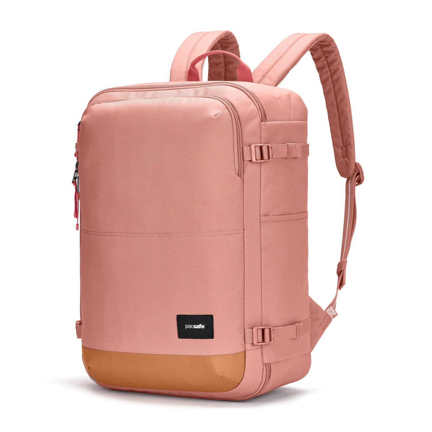 Angle. Pacsafe - GO 34L Carry-on Backpack, Rose - Rose.
