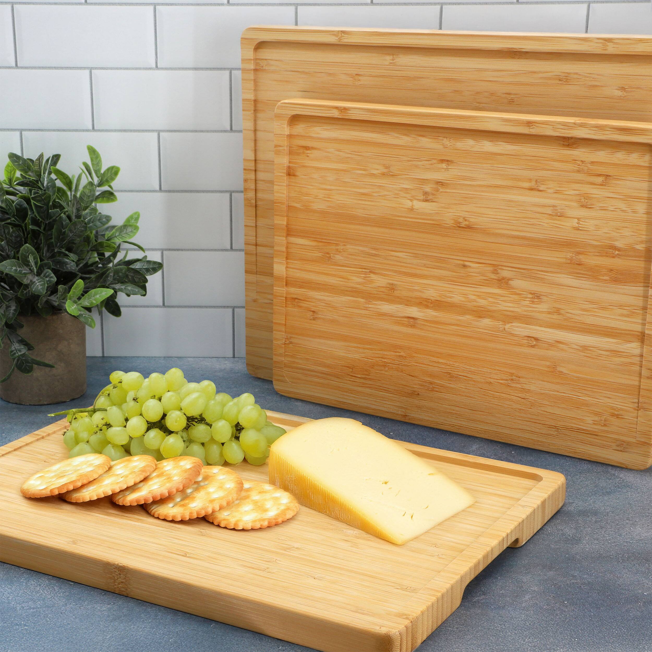 Alt View 5. MegaChef - MegaChef 3 Piece Natural Bamboo Cutting Board Set.