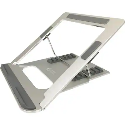Front. Amer Networks - Amer Mounts AMRNS01 Foldable Laptop Tablet Stand - Upto 15.6" Screen Size Notebook, Tablet Support - Aluminum Alloy - Silver.