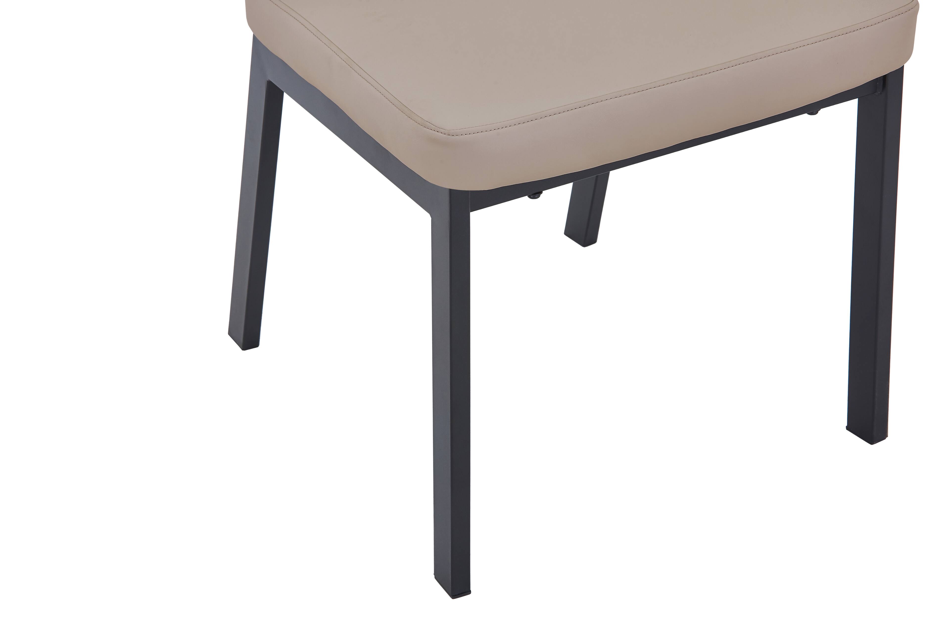 Alt View 5. LeisureMod - Teres 2-PCS Modern Curved Leather Dining Chair with Steel Legs & Signature Metal Accent Band, Poplar Wood Core - Light Taupe.