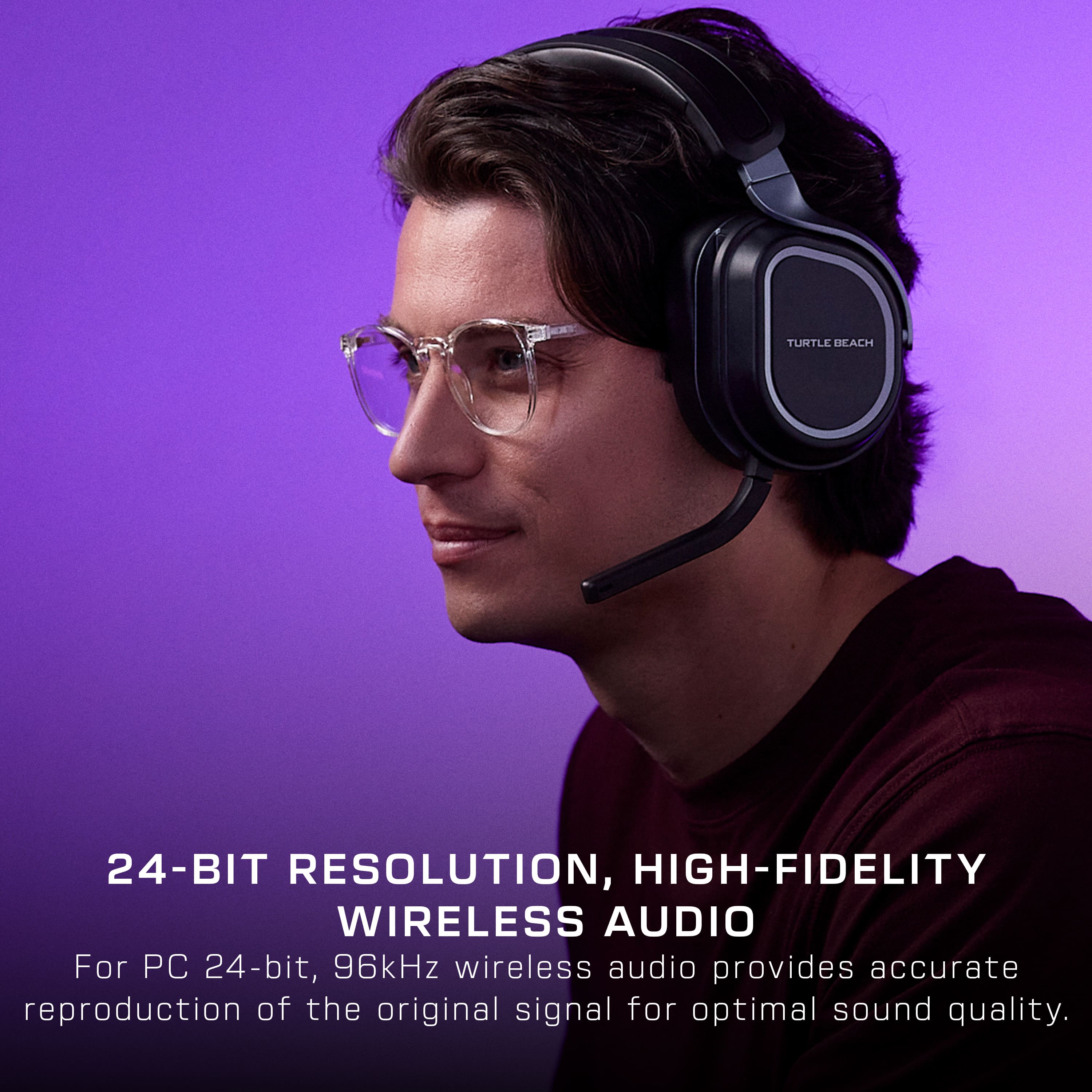 Turtle Beach 24-bit resolution, high-fidelity wireless audio for PC provides accurate reproduction of the original signal for optimal sound quality.