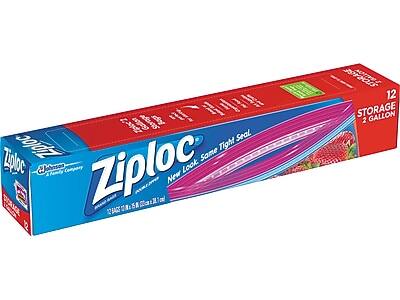 Ziploc  
New Look. Same Tight Seal.  
12 STORAGE BAGS  
2 GALLON  
12 BAGS OF 2 GALLON (7.6 L)