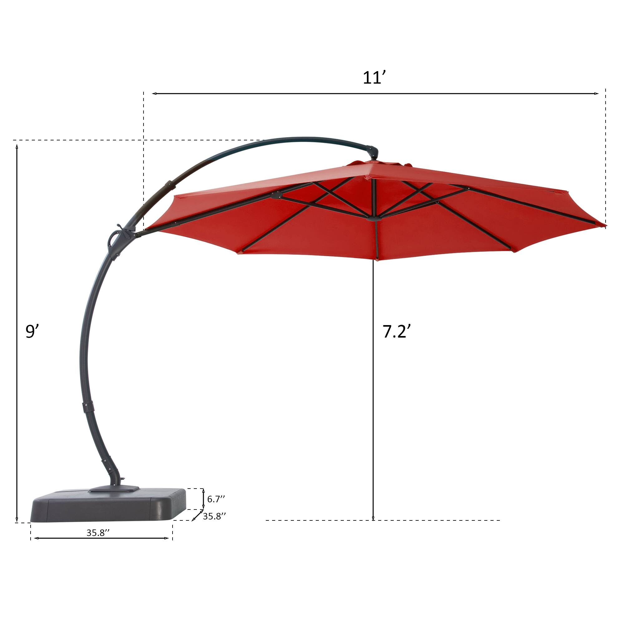 11' 9' 7.2' 6.7" 35.8" 35.8"