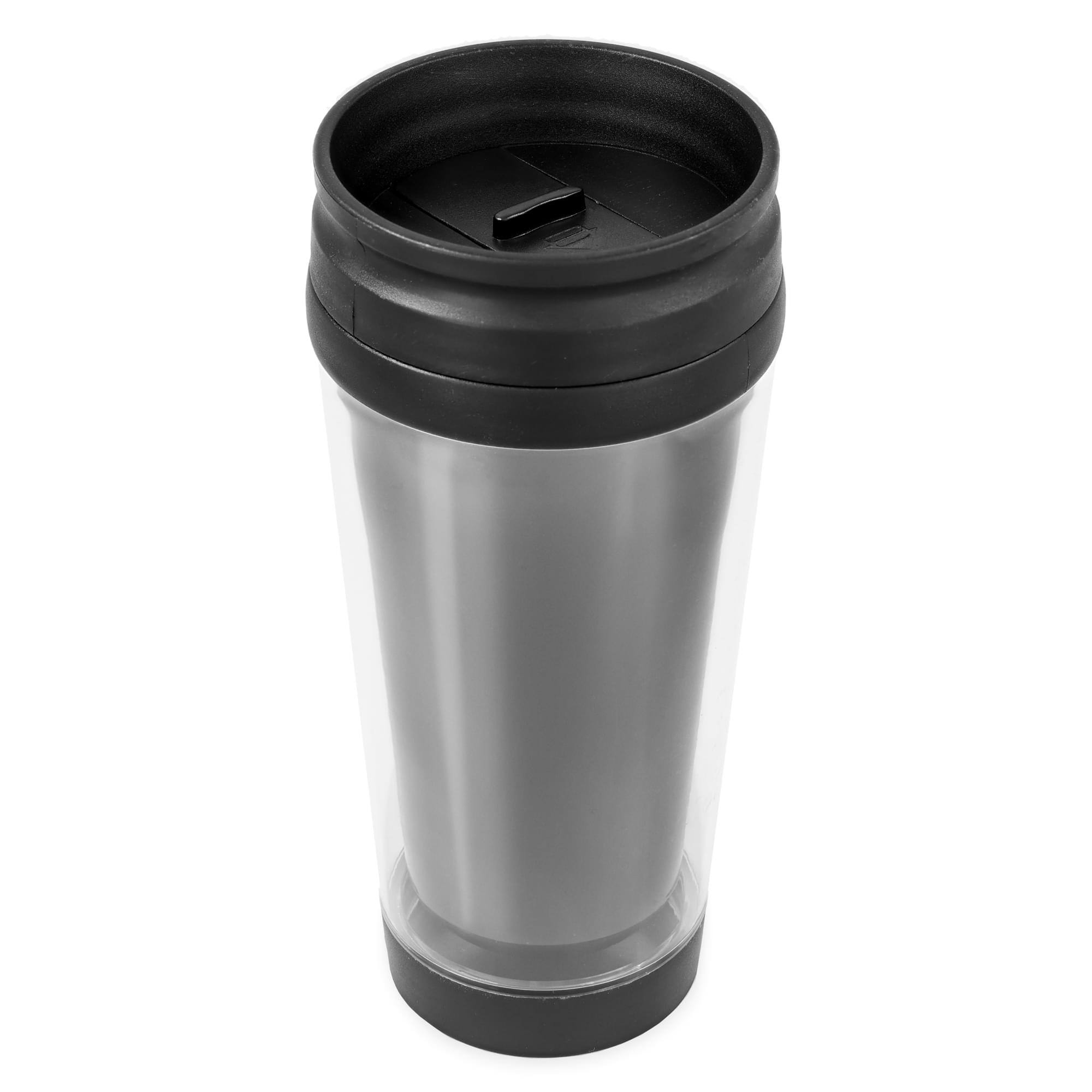 Alt View 1. Just Funky - Black 16oz Travel Mug w/ Lid - Black.