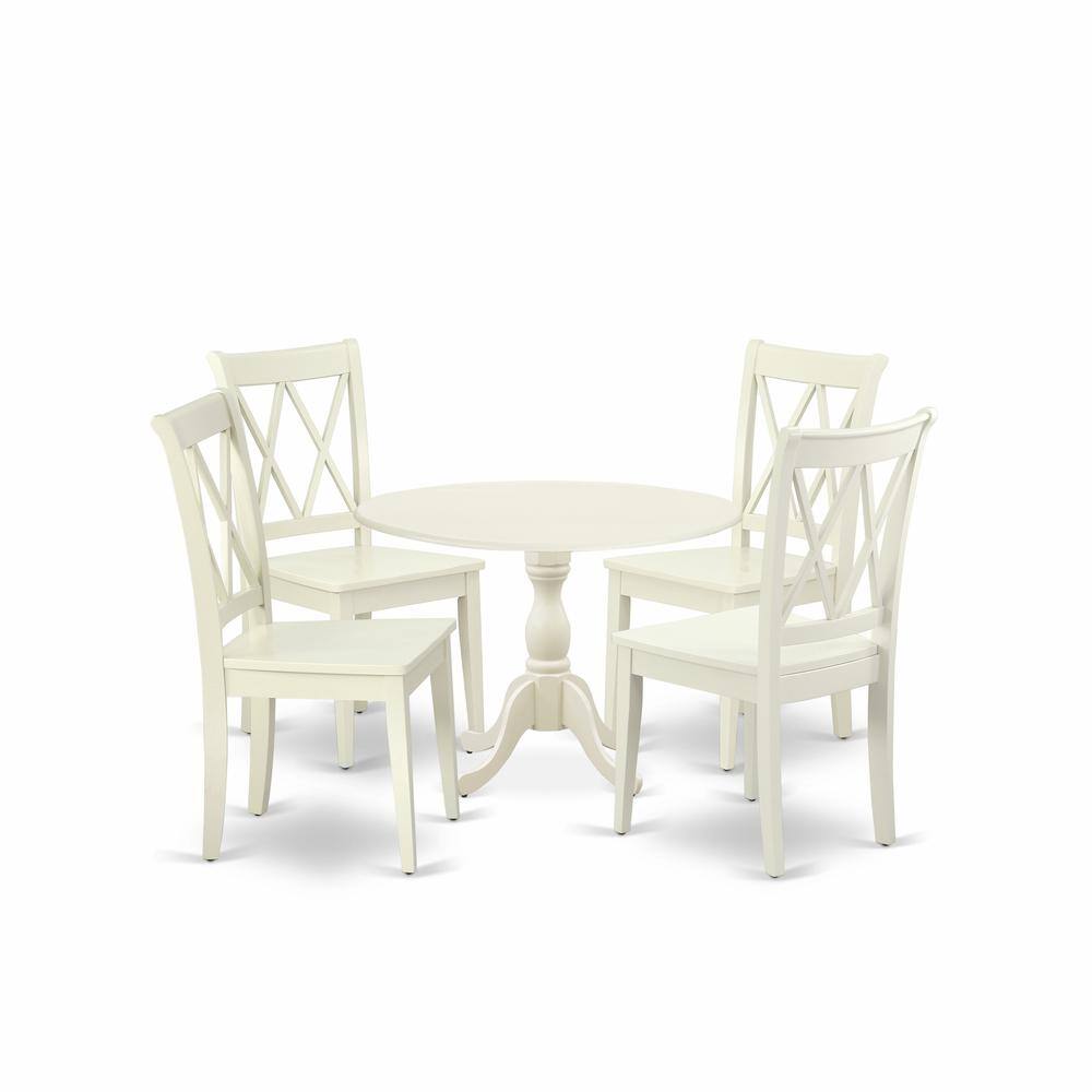 Front. East West Furniture - East West Furniture DMCL5-LWH-W 5 Piece Dinette Sets Contains 1 Drop Leaves Modern Dining Table and 4 Linen White - Linen White.