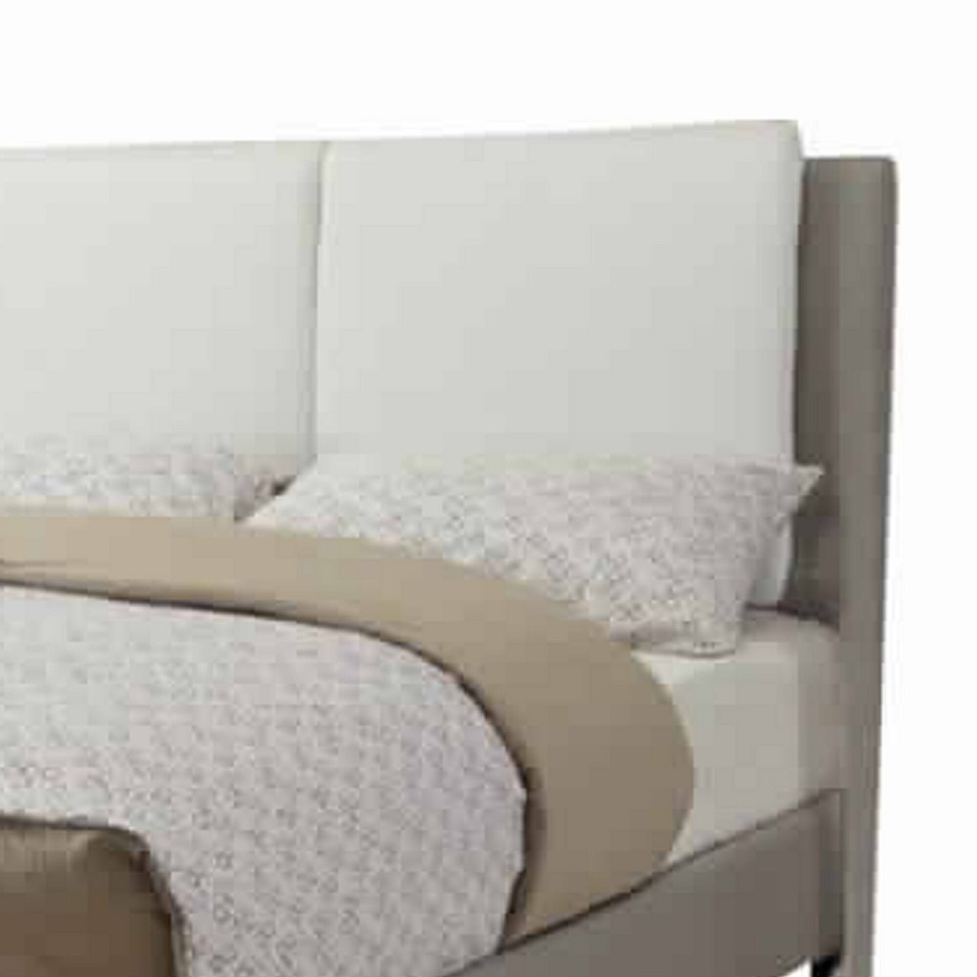 Back. Manhattan Lane - Elegant Wooden Full Bed With White PU Head Board - white/grey.