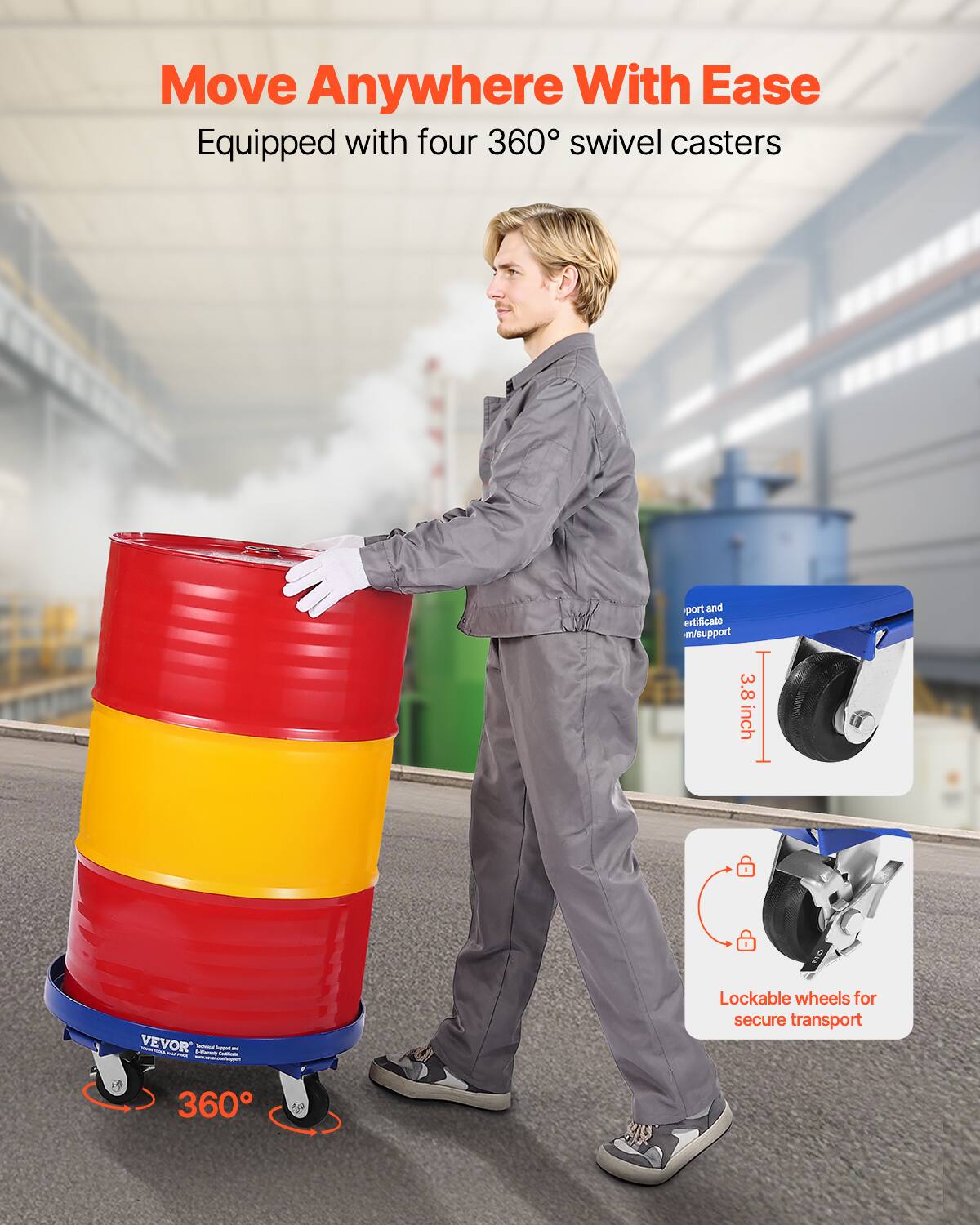 Move Anywhere With Ease  
Equipped with four 360° swivel casters  

3.8 inch  
port and certificate m/support  

Lockable wheels for secure transport