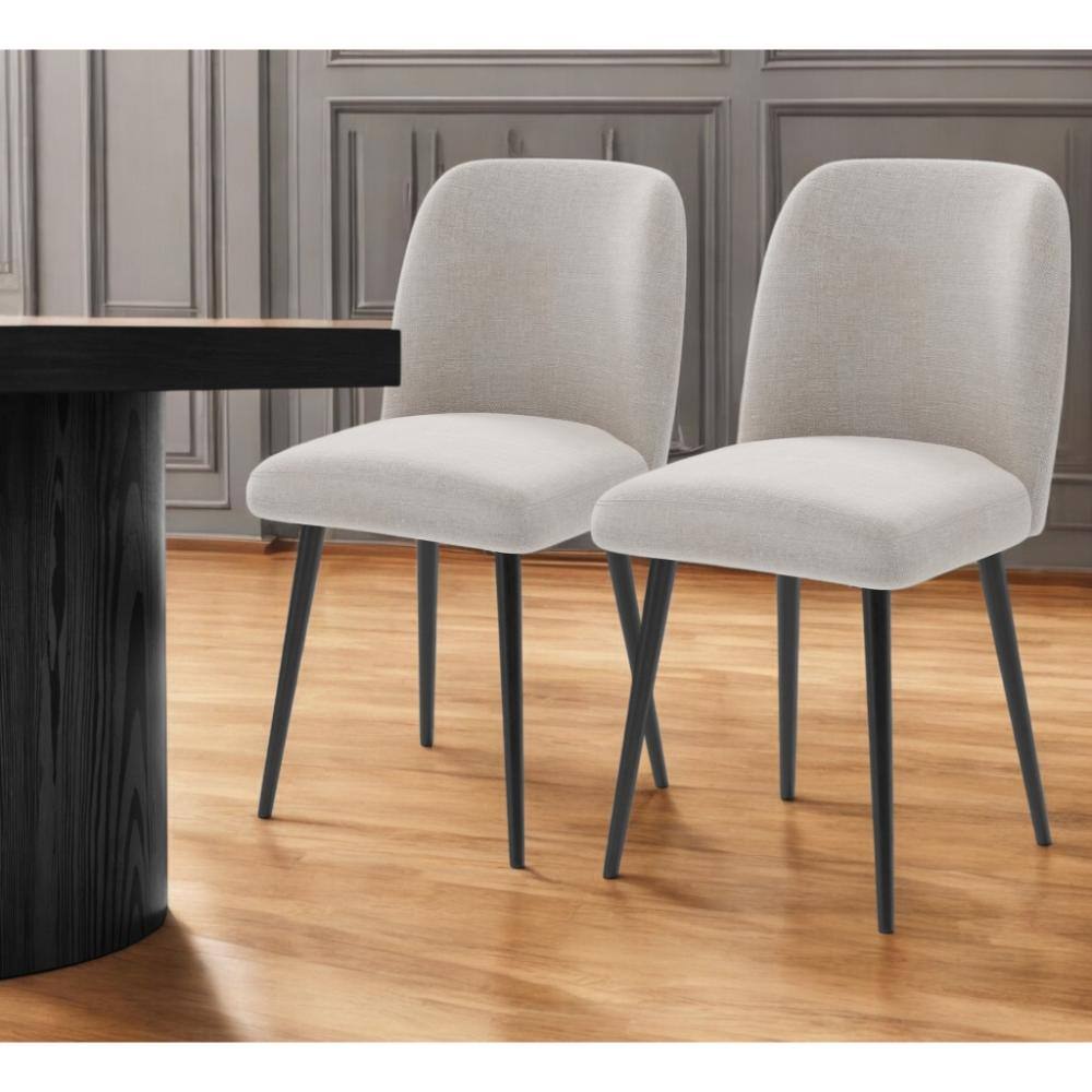 Angle. Hivvago - Hivvago Set of Two Upholstered Fabric Dining Side Chairs - Beige.