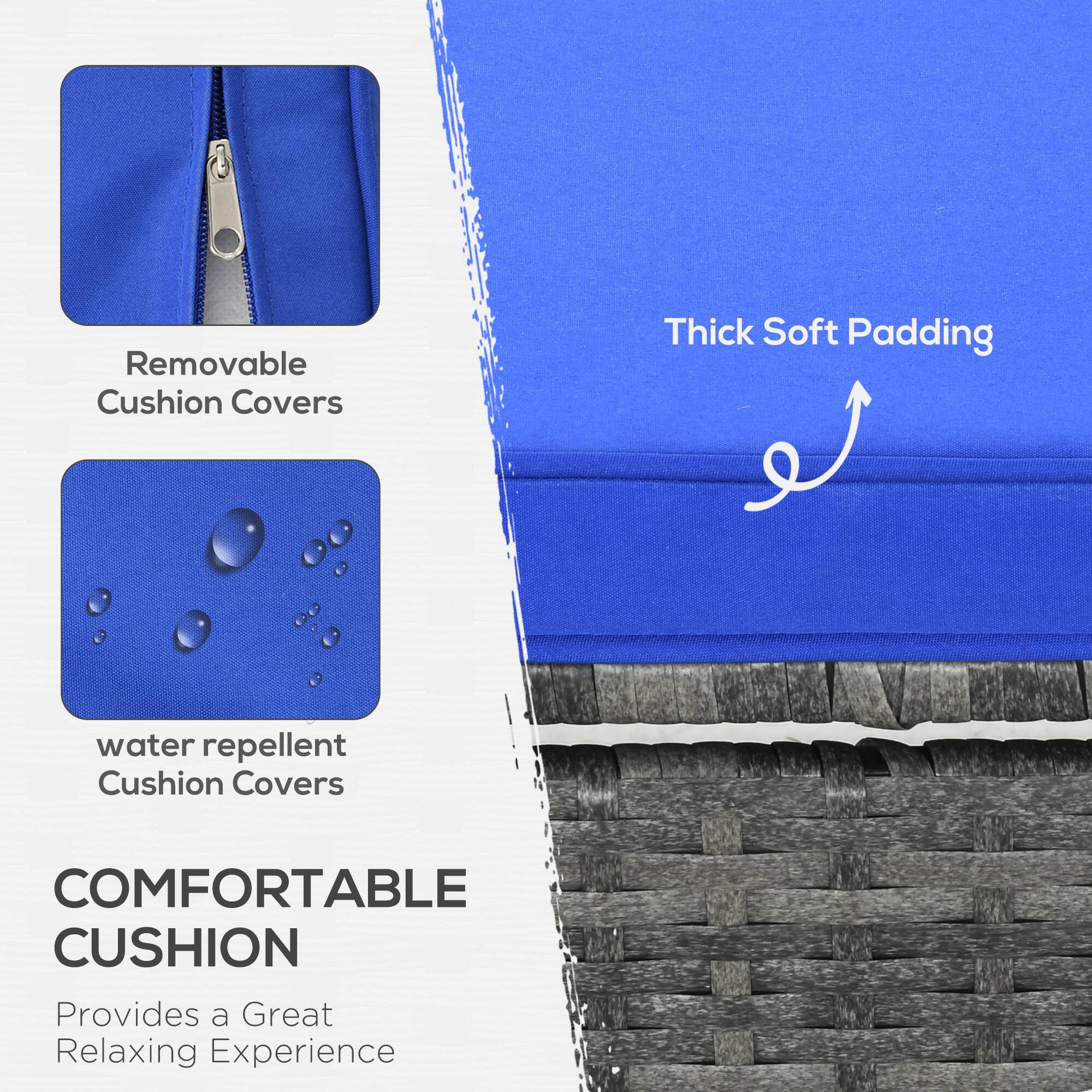 - Removable Cushion Covers
- Thick Soft Padding
- water repellent Cushion Covers
- COMFORTABLE CUSHION
- Provides a Great Relaxing Experience