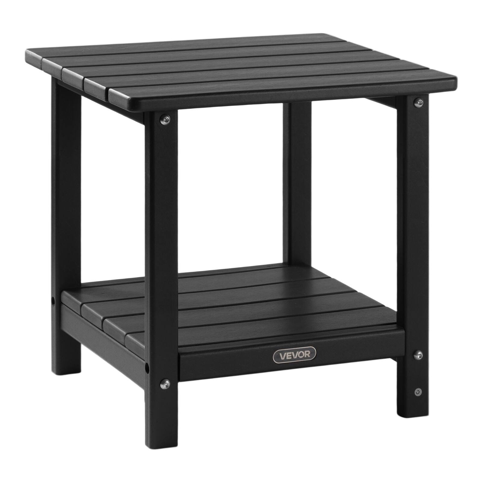 Alt View 5. VEVOR - Outdoor Side Table, 17.72W x 14.96D x 17.32H Inch, Double Layer HDPE Outside End Table - Black.