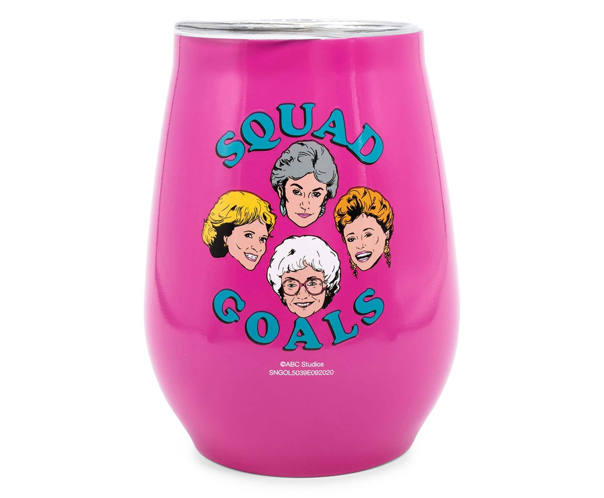 Silver Buffalo - The Golden Girls "Squad Goals" 10-Ounce Stainless Steel Stemless Tumbler w/ Lid - Purple