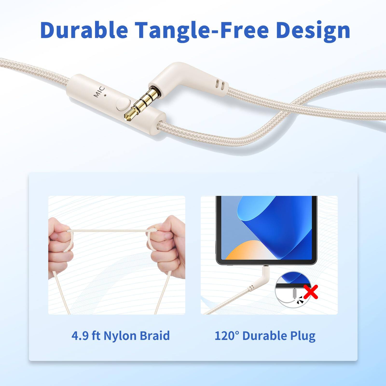 Durable Tangle-Free Design

4.9 ft Nylon Braid

120° Durable Plug