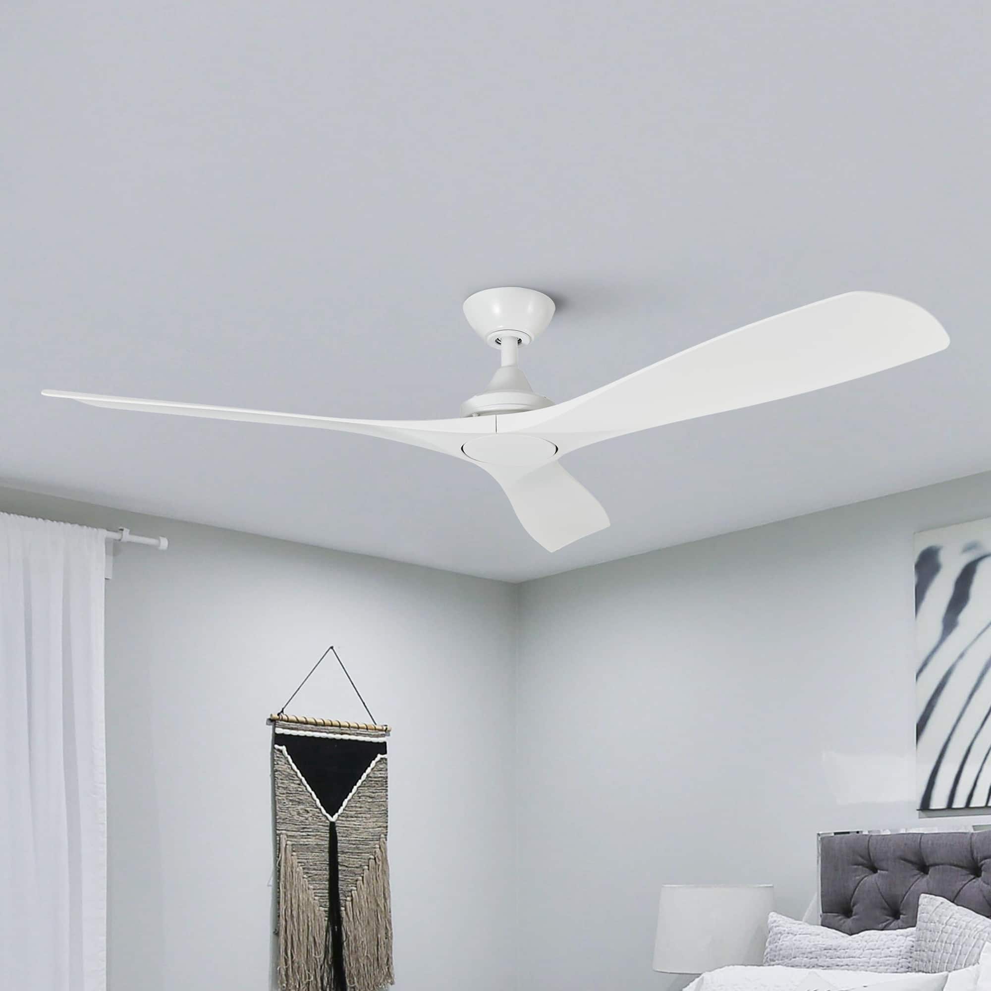 Parrot Uncle - 52-inch Indoor Outdoor Modern Matte Ceiling-Fan with 6-Speed Remote Control - White