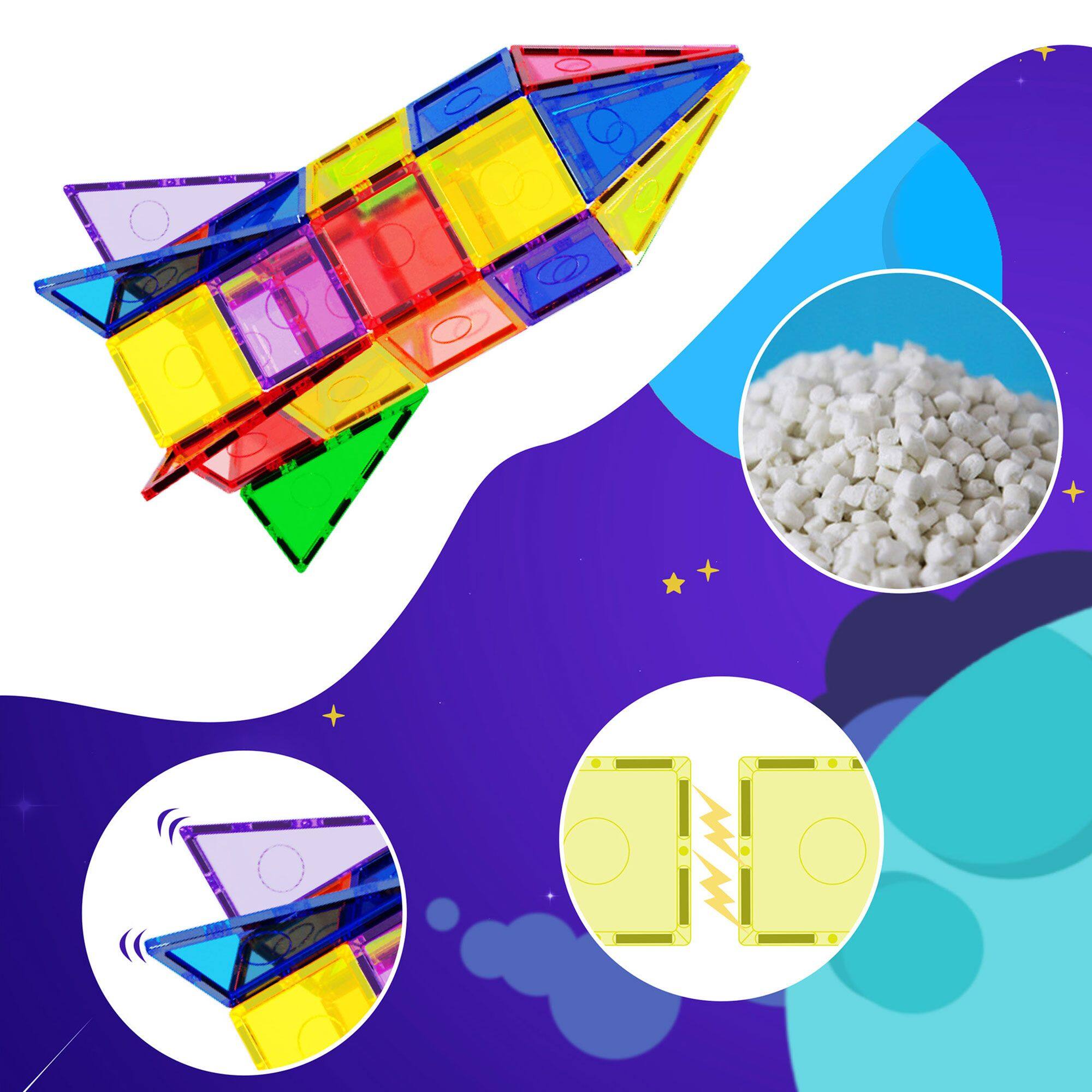 Alt View 3. Everplay - Everplay Magnetic Tiles For Kids, 30PCS Construction STEM Building Blocks Educational Toy - Multicolor.