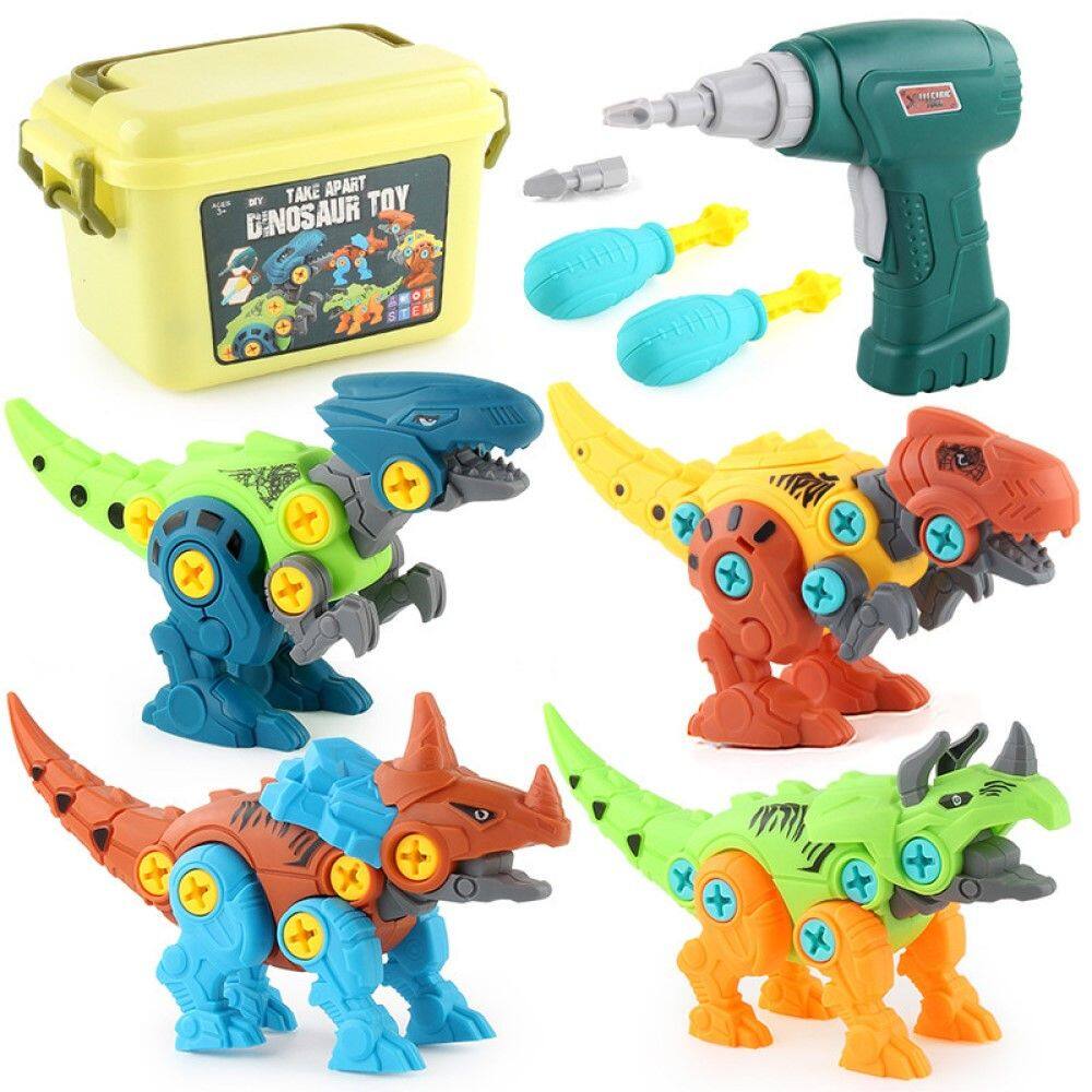 MOVSSOU - Dinosaur Toys Take Apart Stem Drill Building Construction - multi-colored