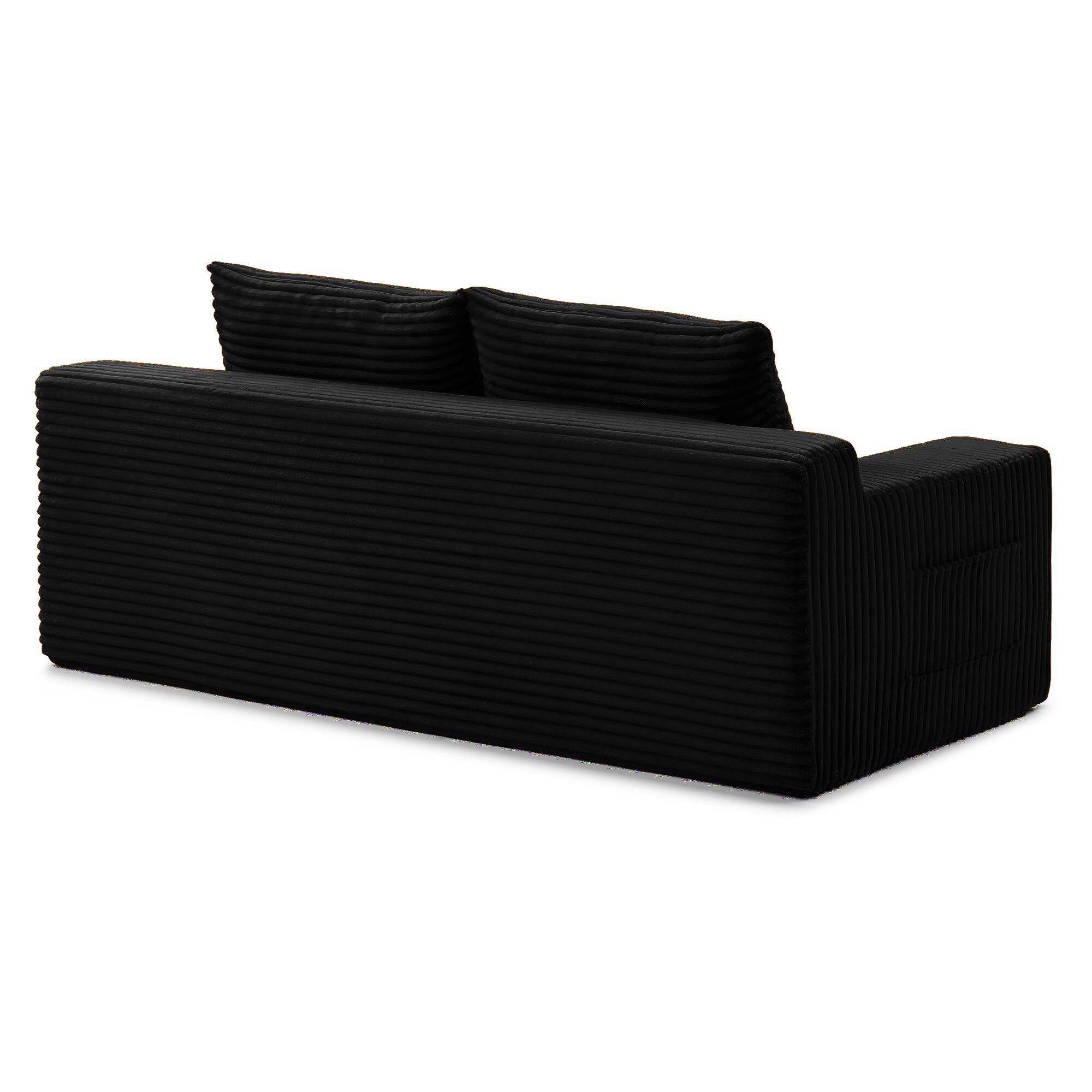 Alt View 6. Trinkets Crazed - Memory Foam Cloud Loveseat Sofa,2 in 1 Convertible Folding Couch Bed,No Assembly Compressed Corduroy Floor Lounge Sofa - Black.