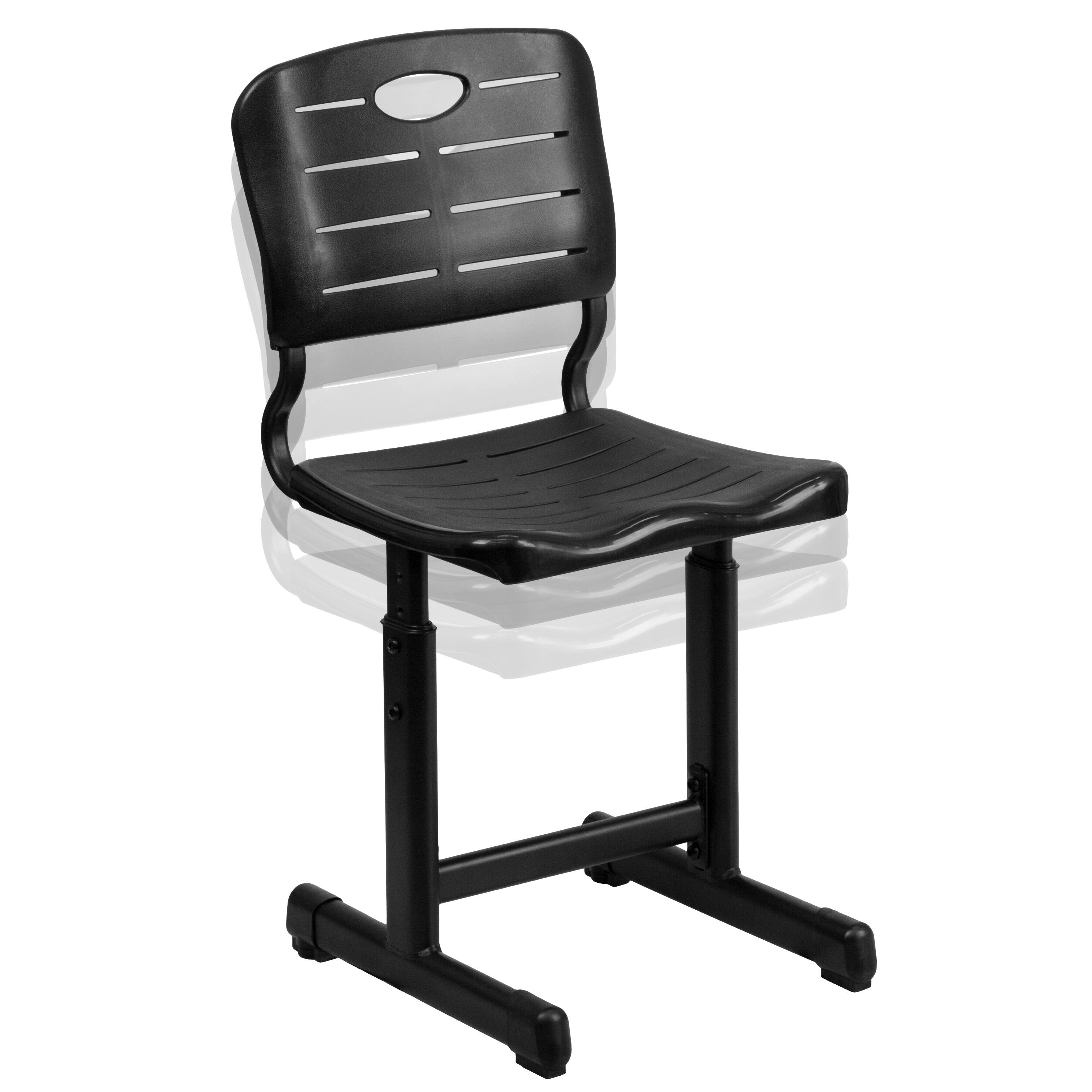 Alt View 9. Emma + Oliver - Adjustable Height Student Chair with Pedestal Frame - Black.