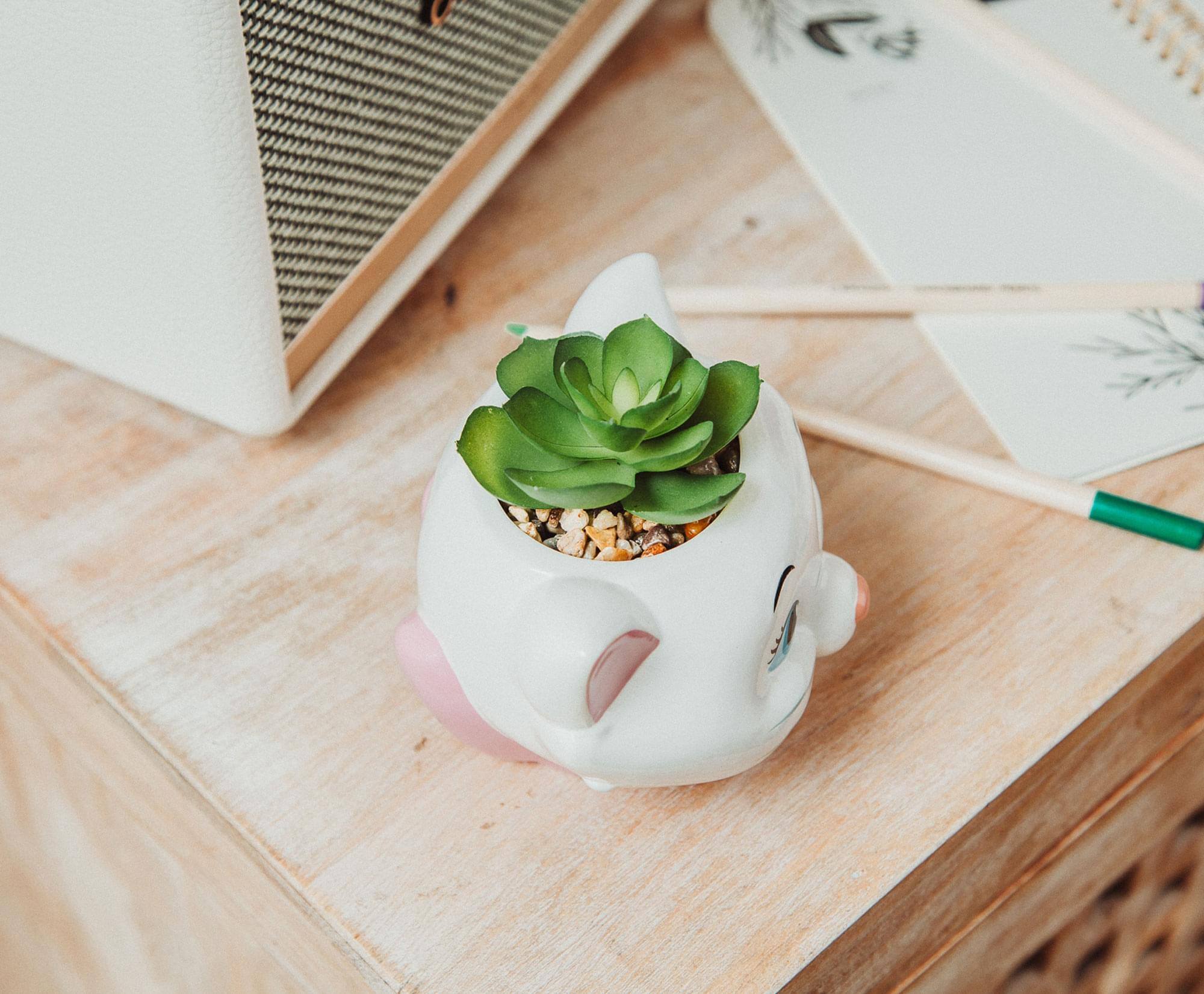 Alt View 3. Disney - Disney The Aristocats Marie 4-Inch Mini Planter With Artificial Succulent - White.