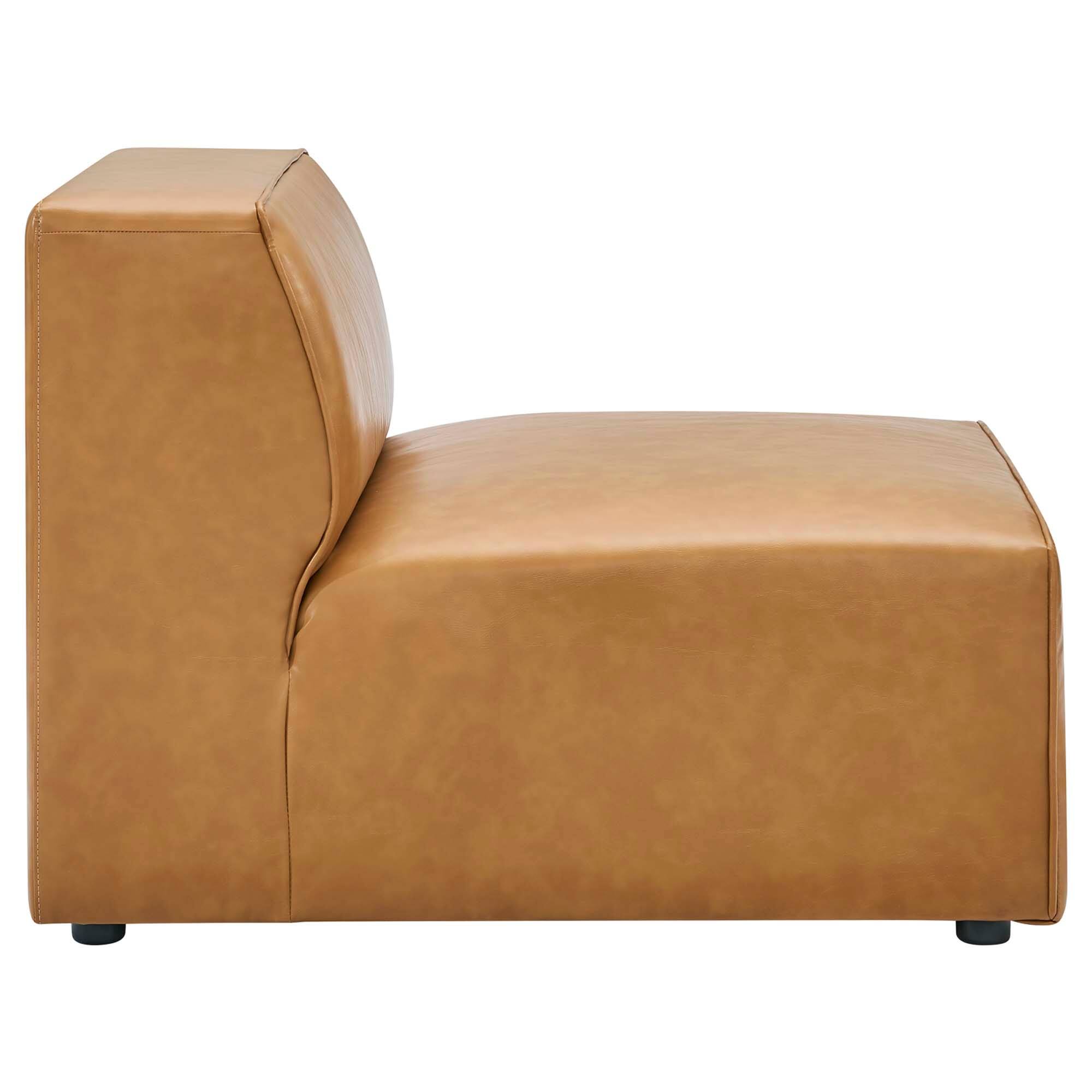 Alt View 4. Modway - Mingle 4-Piece Vegan Leather Sofa and 2 Ottomans Set by Modway - Brown.