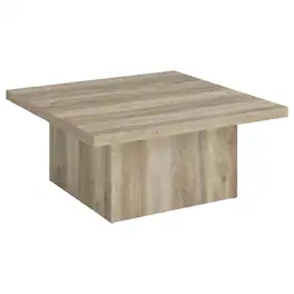 Manhattan Lane - Darla Square Coffee Table, Block Style Base, Wood 36 Inch - Distressed Pine Brown