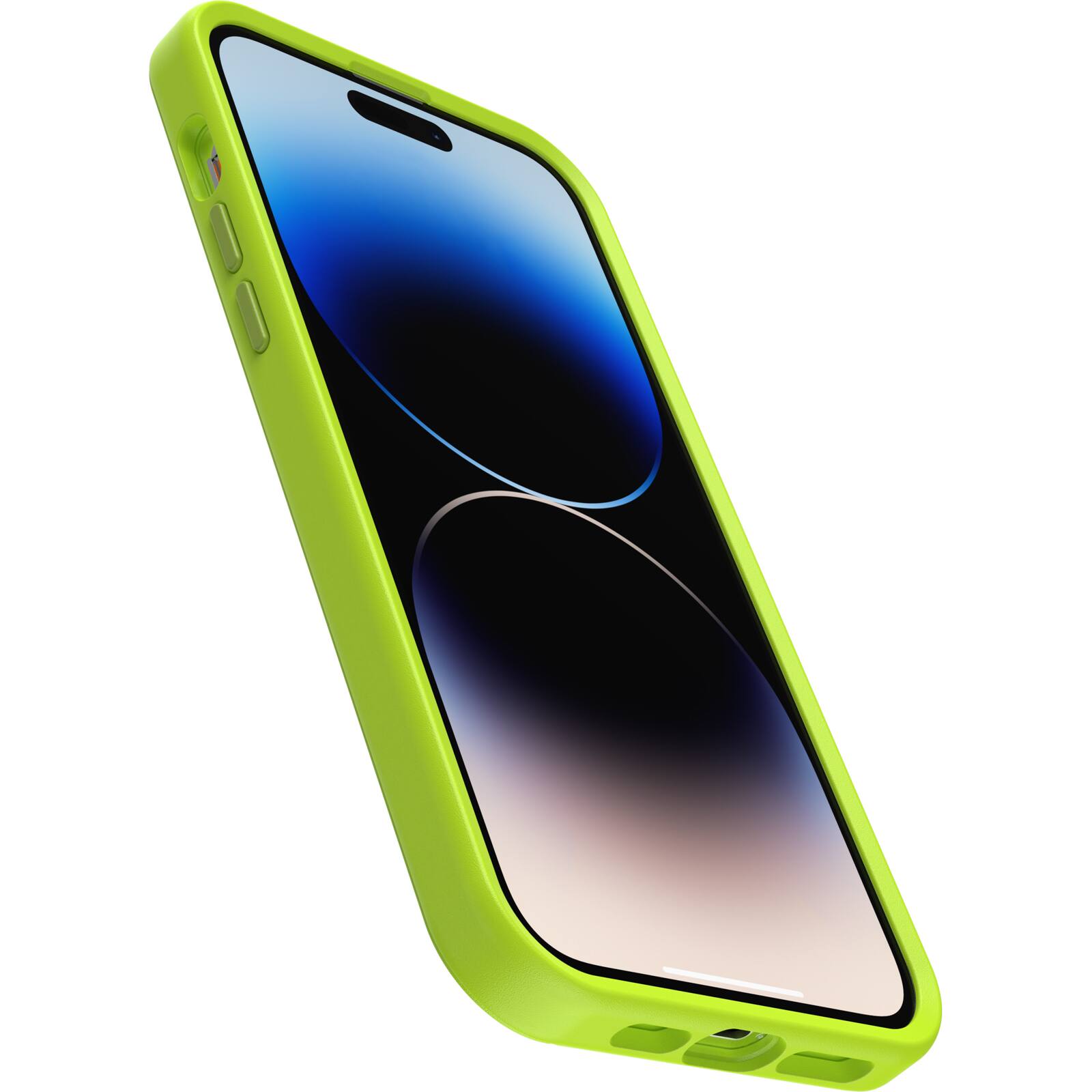 Angle. OtterBox - Symmetry Series+ for MagSafe Hard Shell for Apple iPhone 14 Pro Max - Lime All Yours.