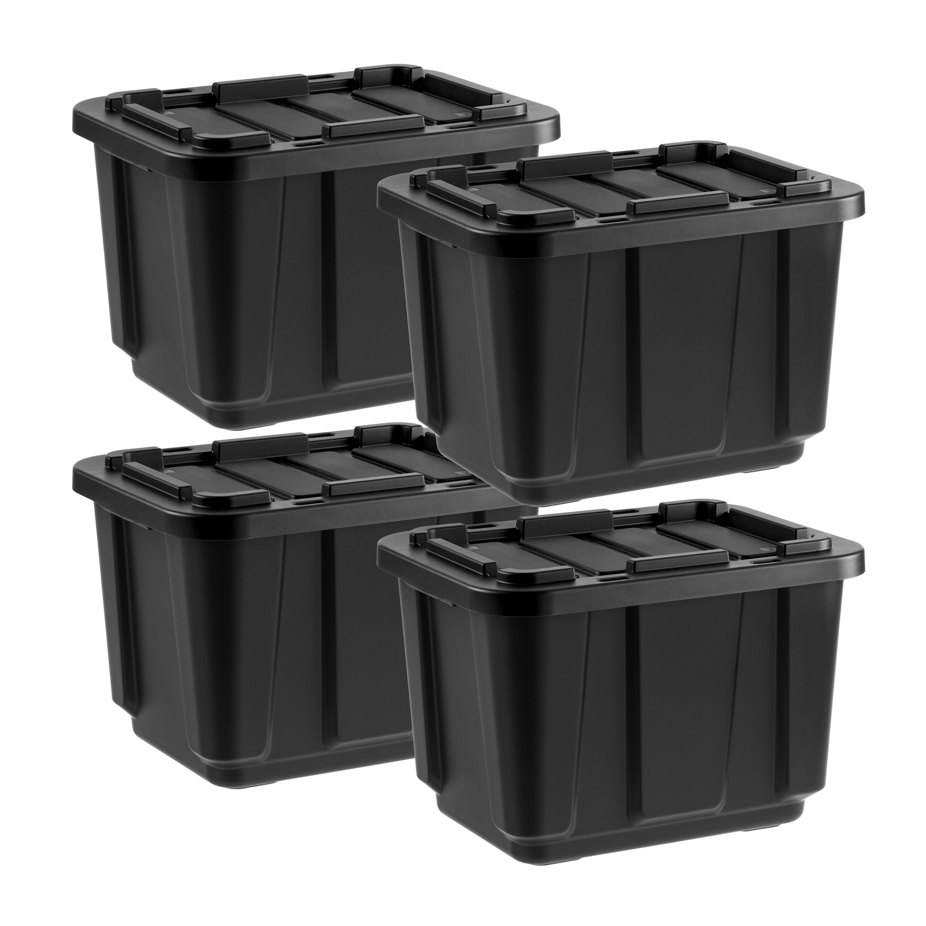 Front. IRIS USA - IRIS USA 11.5Gal/46Qt 4 Pack All-Weather Heavy-Duty Stackable Storage Plastic Bin Tote Container with Quick Snap Lid.