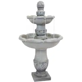 Sunnydaze - French Garden Reinforced Concrete Outdoor 2-Tier Water Fountain - Light Gray