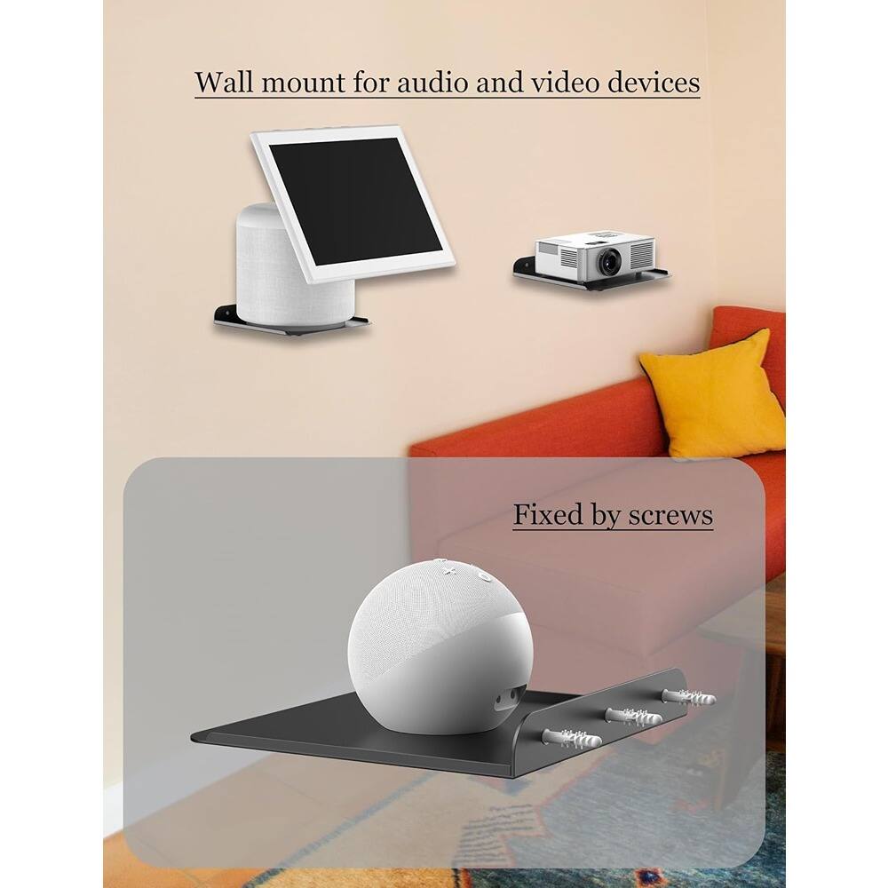 Wall mount for audio and video devices

Fixed by screws