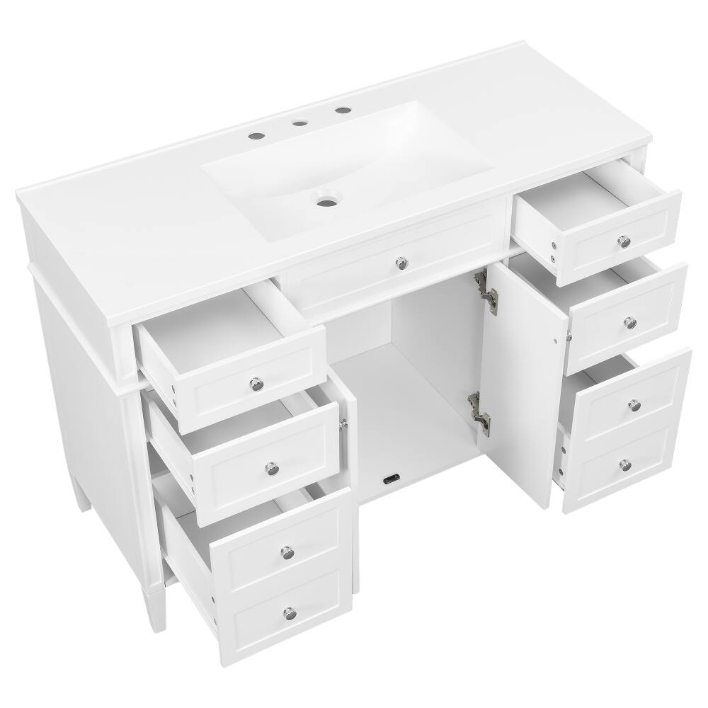 Alt View 10. Loheer - Loheer 48 inch bathroom vanity with sink White freestanding vanity cabinet - White.