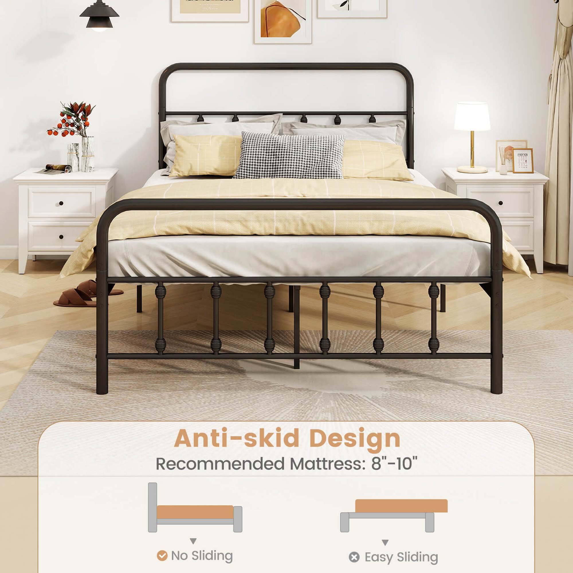 Anti-skid Design Recommended Mattress: 8"-10" No Sliding x Easy Sliding
