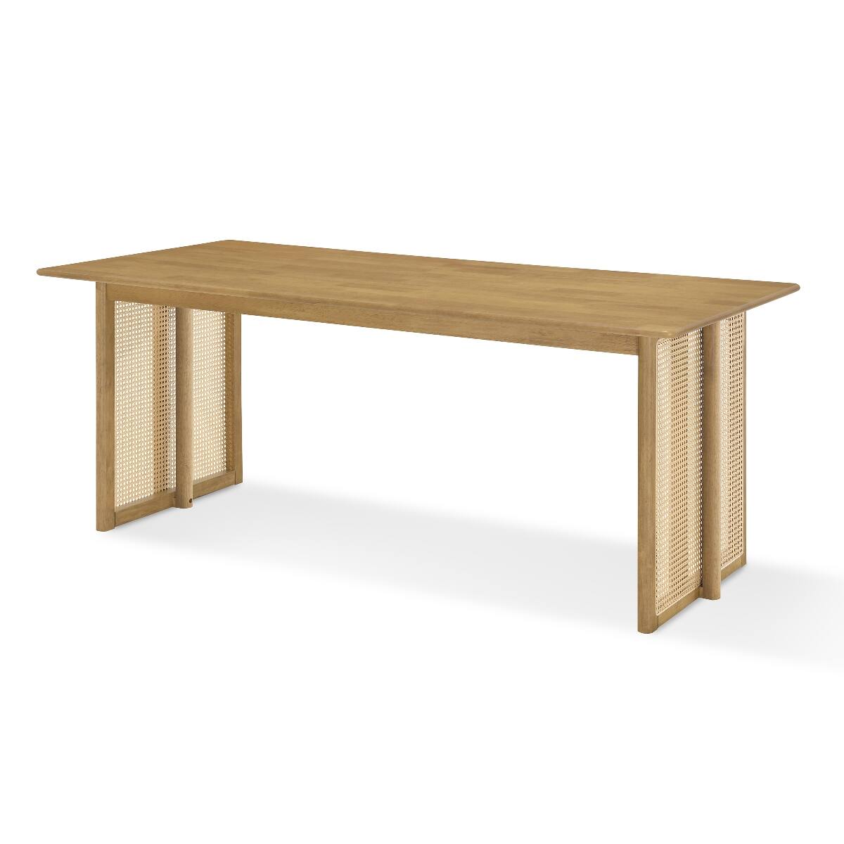 Alt View 3. Loheer - Loheer 5 Piece Dining Set Solid Rubberwood 70 Inch Rectangular Dining Table with Four Chairs - Natural and White.