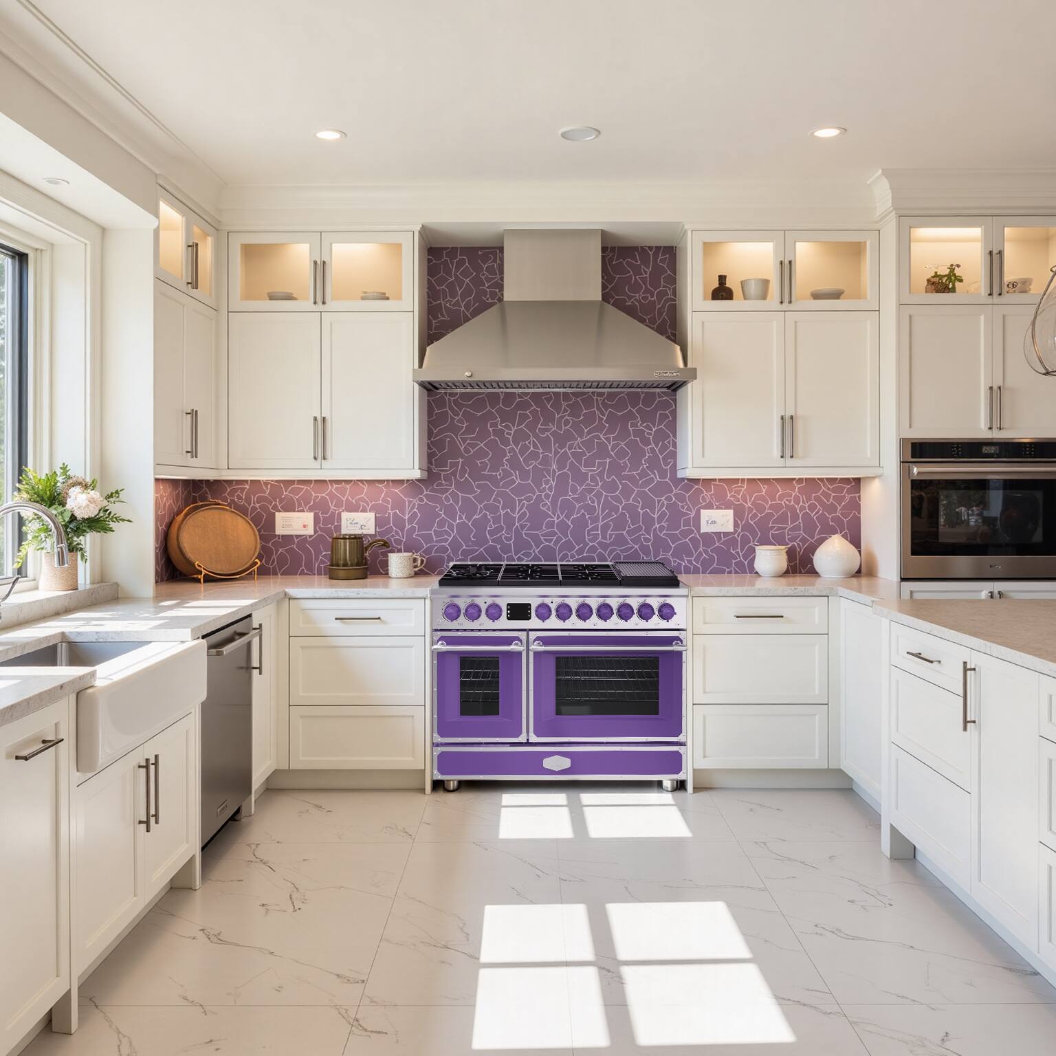 Alt View 8. Akicon - Akicon 6.7 Cu.ft Freestanding Gas Rapid Convection Range with 8 Sealed Burners and Cast Iron Grates in Dahlia Purple - Dahlia Purple.