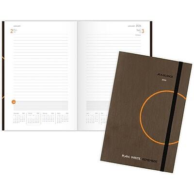 AT-A-GLANCE - 2026 Plan. Write. Remember. 5" x 8.25" Daily Planner, Paperboard Cover - Brown/Orange
