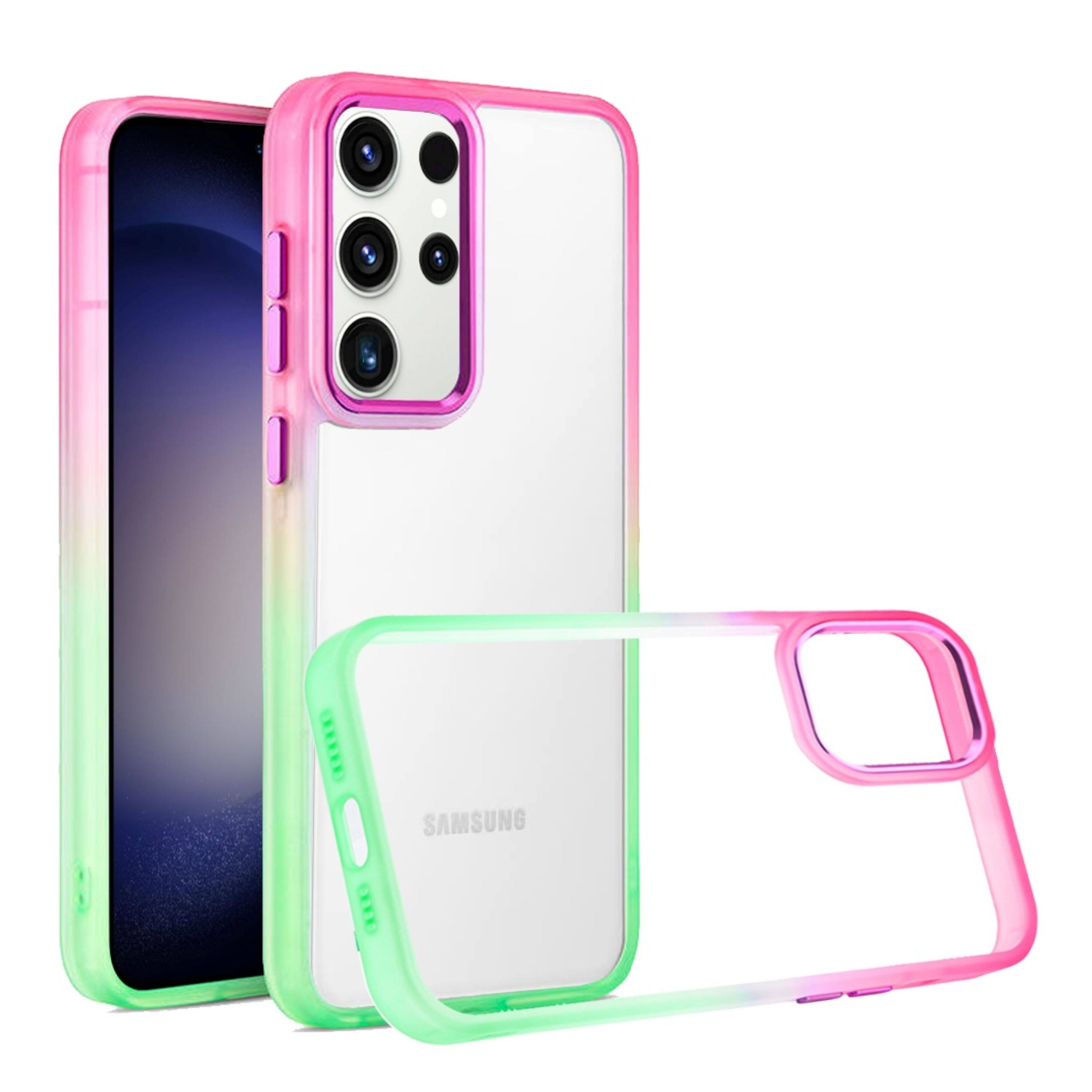 Kitcheniva - Color Fading Two Tone Frame Hybrid Phone Case For Samsung Galaxy S24 - Hot Pink/Teal price history on PriceWatchPro