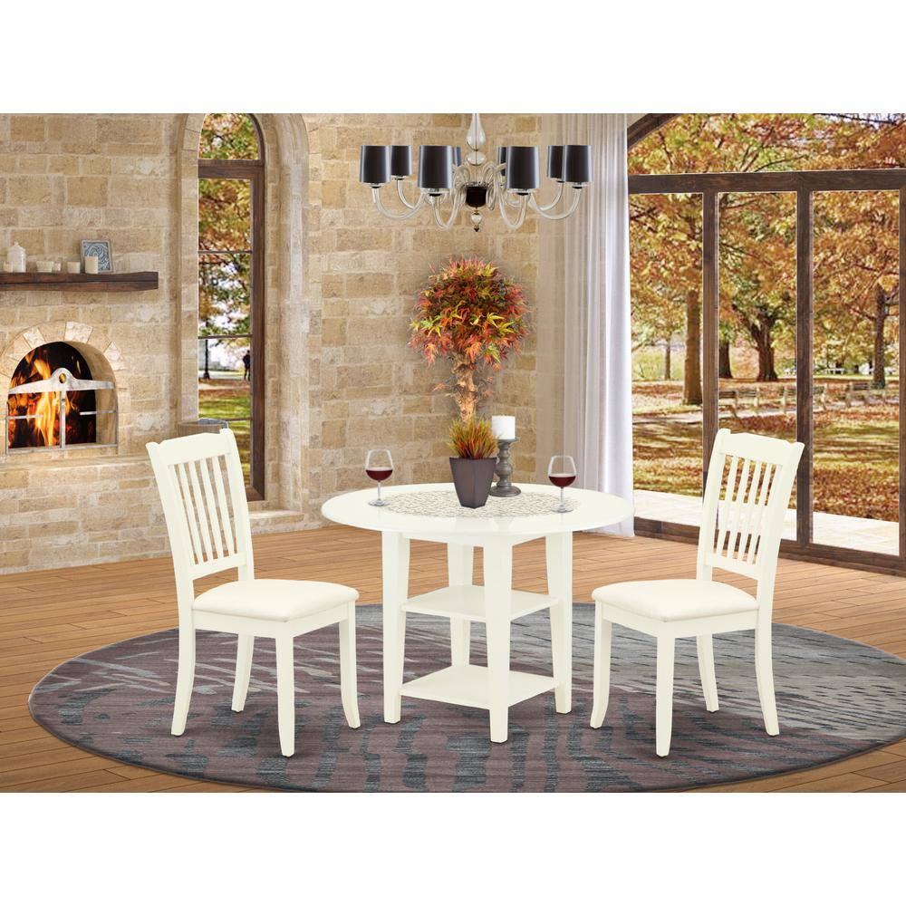 Left. East West Furniture - Dining Room Set Linen White - Brown.