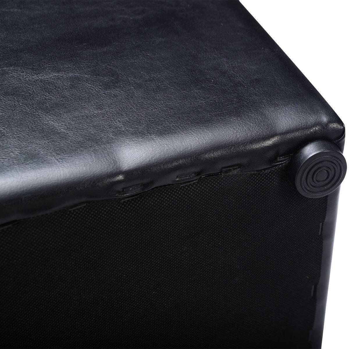 Alt View 6. WELLFOR - 16 Inch PU Leather Ottoman with Hinge Top for Storage - Black.