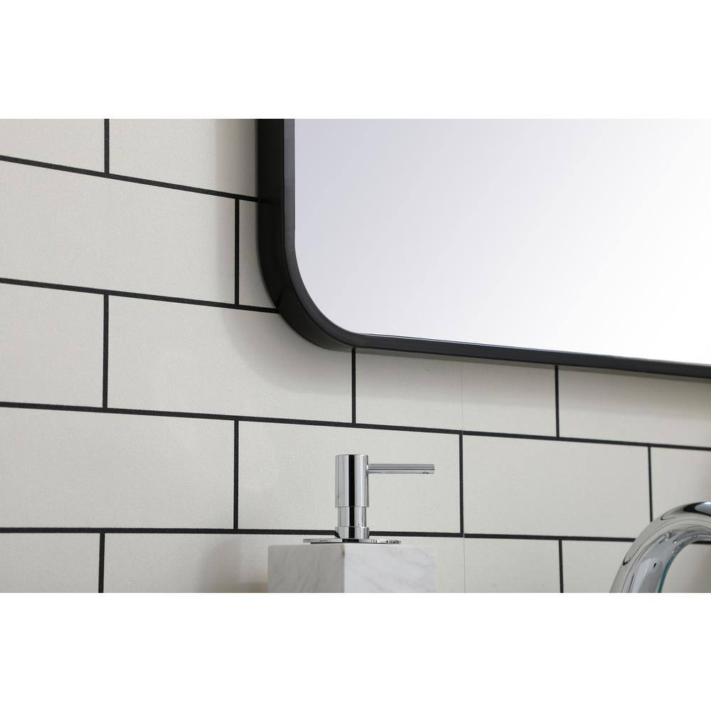 Alt View 2. Elegant Decor - Soft corner metal rectangular mirror 22x30 inch in Black - Black.