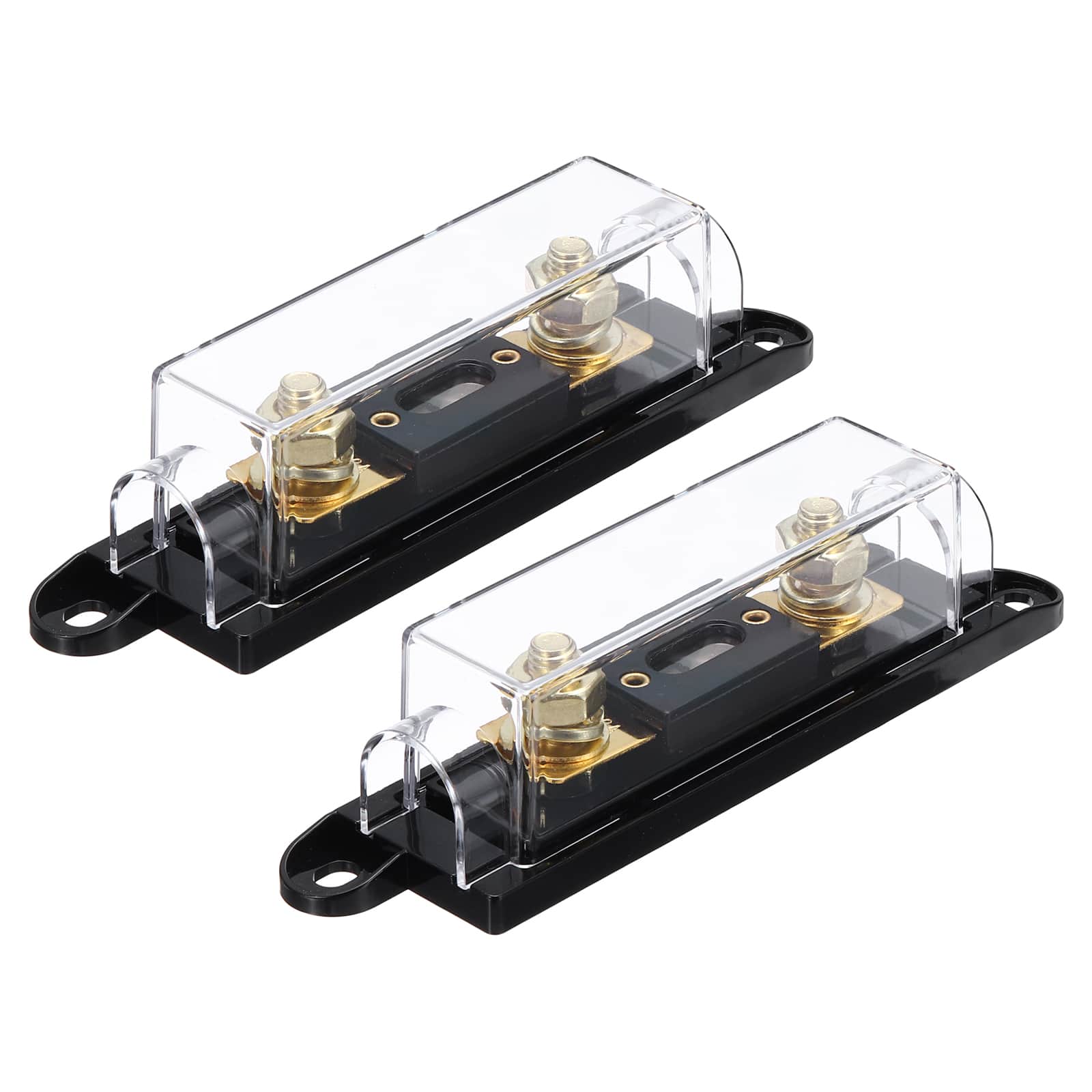 Unique Bargains - 2 Sets 30A 32V ANL Fuse Holder Kit with 30A Fuse, 0/2/4/8 Gauge AWG Inline Fuse Block for Car Audio - Black Gold