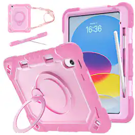 Dteck - Heavy Duty Case for Apple iPad (A16) 11" 2025 with Kickstand and Strap, Rugged Protective Cover Built-in Pencil Holder - G