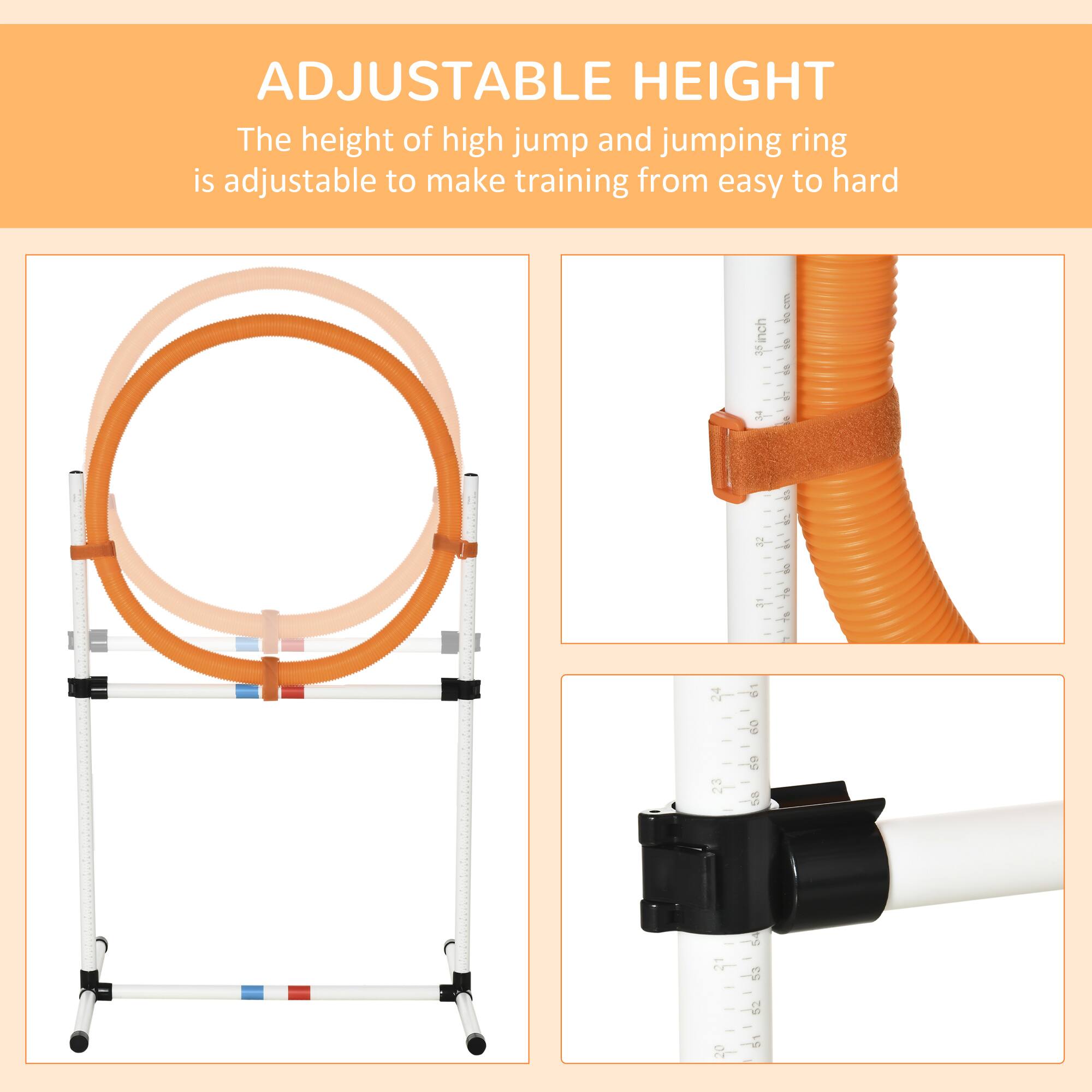 ADJUSTABLE HEIGHT

The height of high jump and jumping ring is adjustable to make training from easy to hard.
