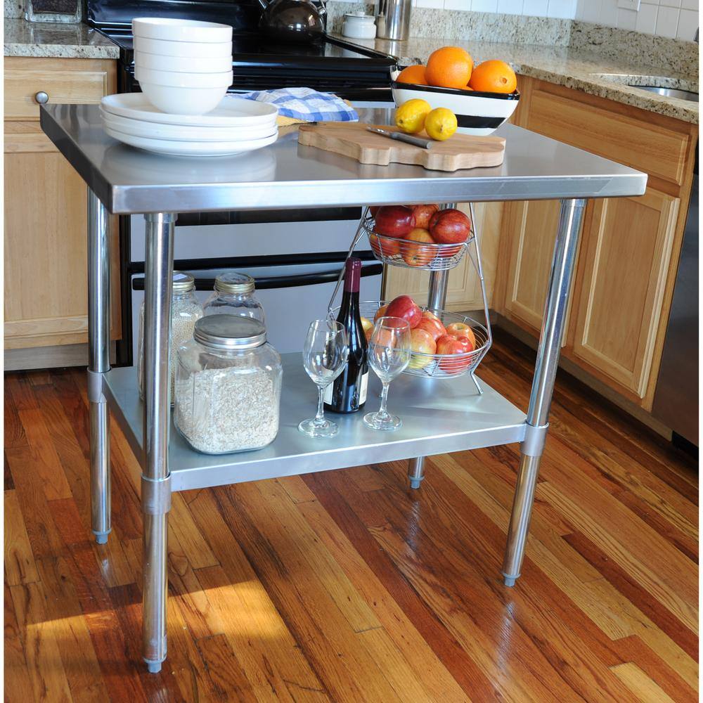 Left. Sportsman Pro-Series - Stainless Steel Work Table 24 x 36 Inches - Silver.