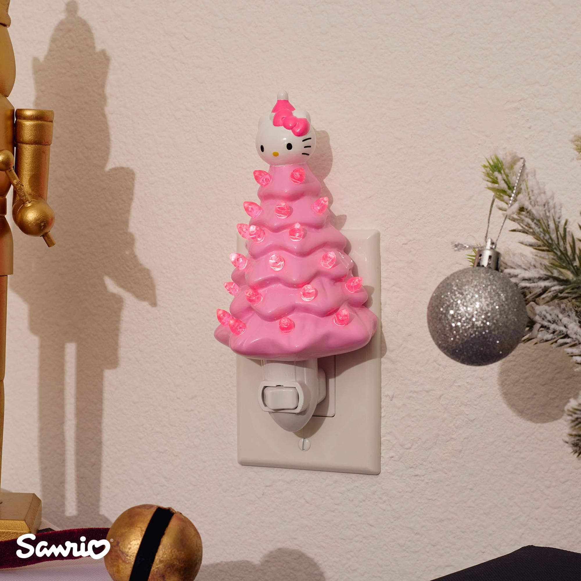 Alt View 5. Ukonic - Sanrio Hello Kitty Pink 6-Inch Ceramic Christmas Tree Plug-In Nightlight - Pink.