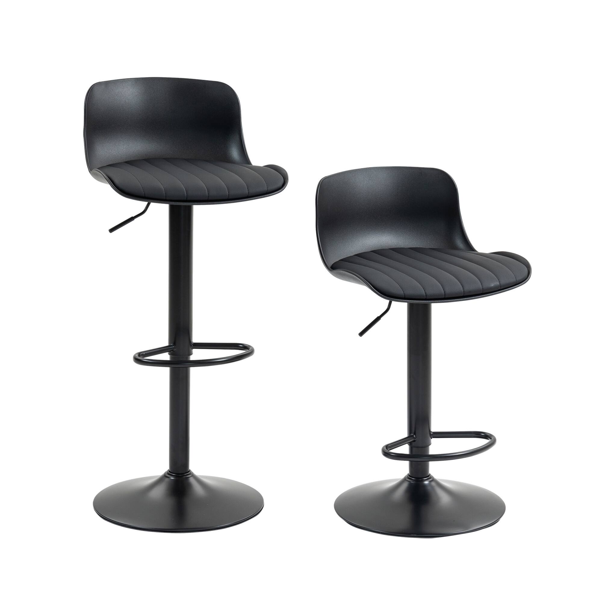Alt View 4. GOODSILO - Set of 2 Adjustable Swivel Bar Stools with Backrest, Modern Counter Height Stools for Kitchen Islands - Black.