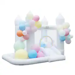 Costway - Inflatable Bounce House, Kids Bouncy Castle with Slide, Jumping Area, Ball Pit