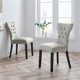 Silhouette Performance Velvet Dining Chairs Set of 2 by Modway - Light Gray