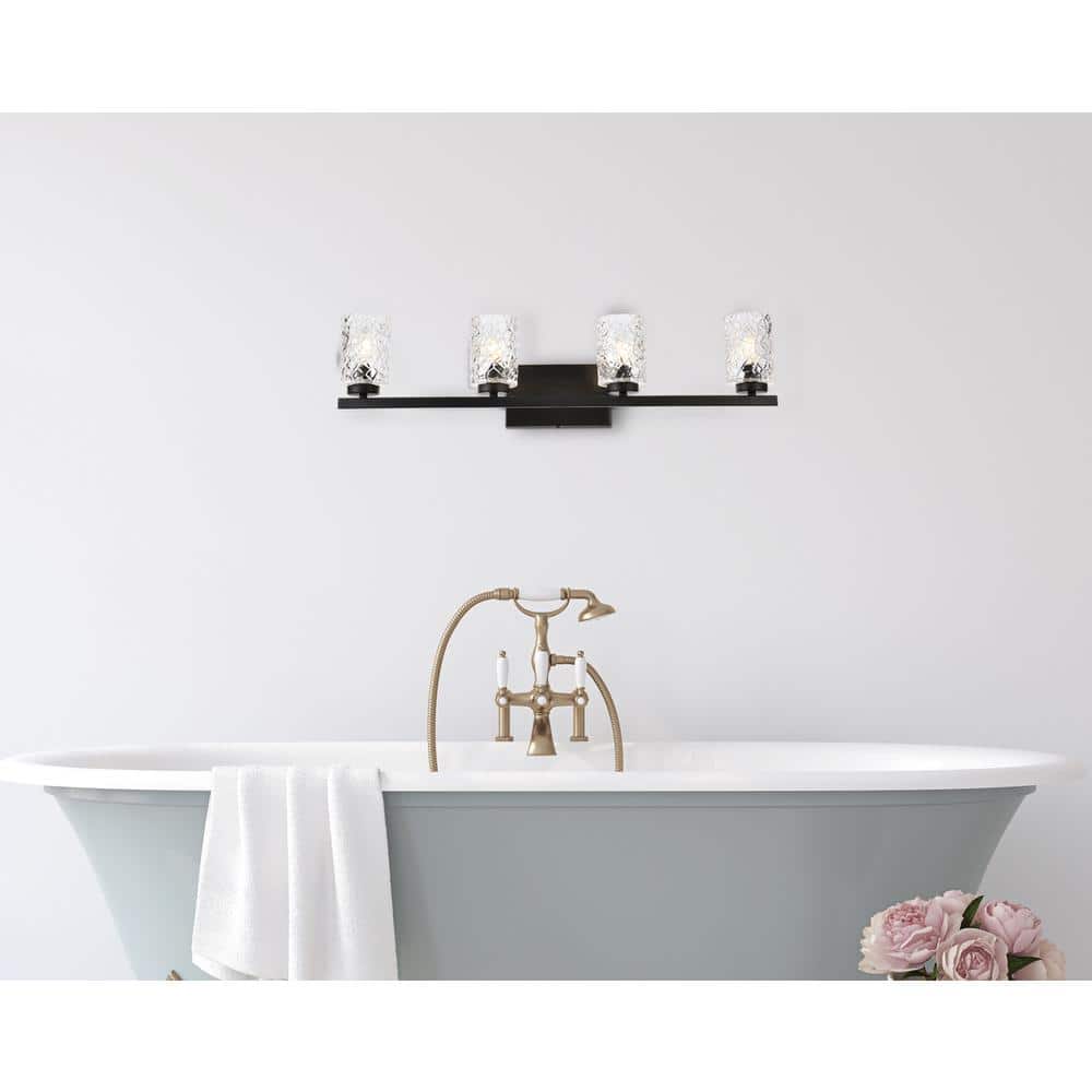 Living District - Cassie 4 lights bath sconce in black with clear shade - Black And Clear Shade price history on PriceWatchPro