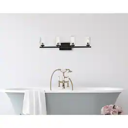 Living District - Cassie 4 lights bath sconce in black with clear shade - Black And Clear Shade