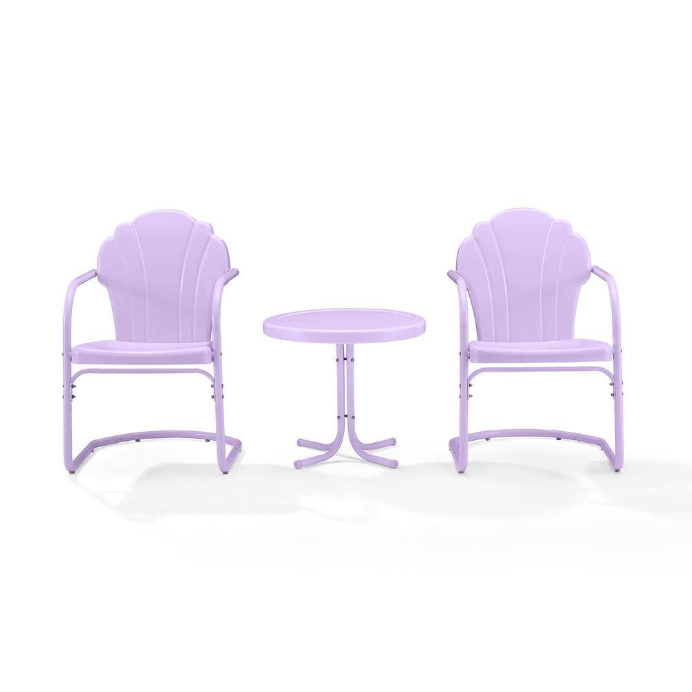 Alt View 6. Crosley Furniture - Tulip 3Pc Retro Outdoor Chair Set - Side Table & 2 Chairs - Lavender Gloss.